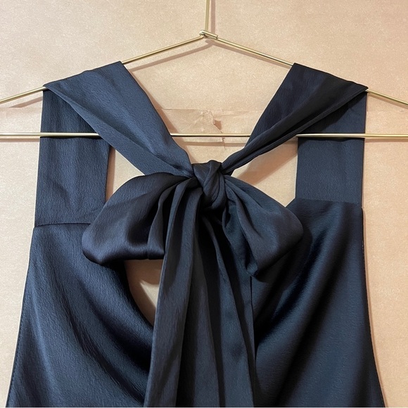 DANNIJO | NWT Noir Halter Scarf Top Tie Neck Open Back Top Satin Crepe Size M - Picture 10 of 15